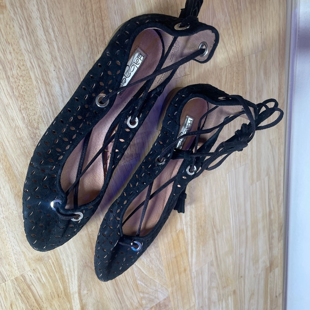 Black Lace-Up Flats by Halogen Size 7.5